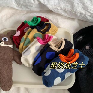 撞色大波点袜子女韩国东大门春夏百搭时尚 硅胶防掉跟隐形船袜女生