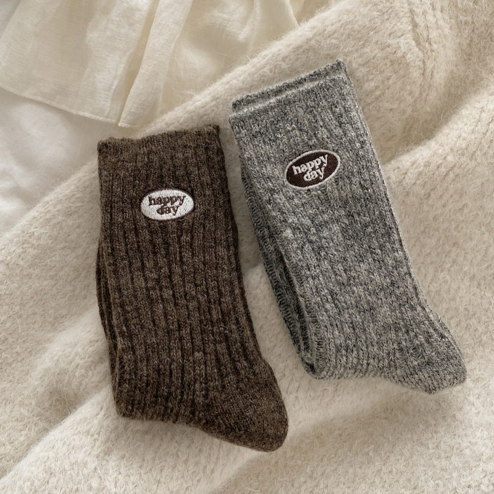 袜子女秋冬新款中筒袜韩羊毛袜刺绣字母加厚保暖女士堆堆长袜,女士内衣/男士内衣/家居服,中筒袜,淘宝优惠券,粉丝福利购,淘宝优惠卷