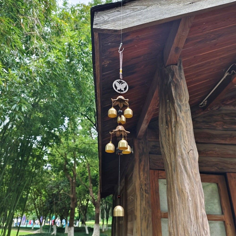 古风两层铃铛金属风铃庭院花园多巴胺金属碰撞声阳台悬挂招财装饰