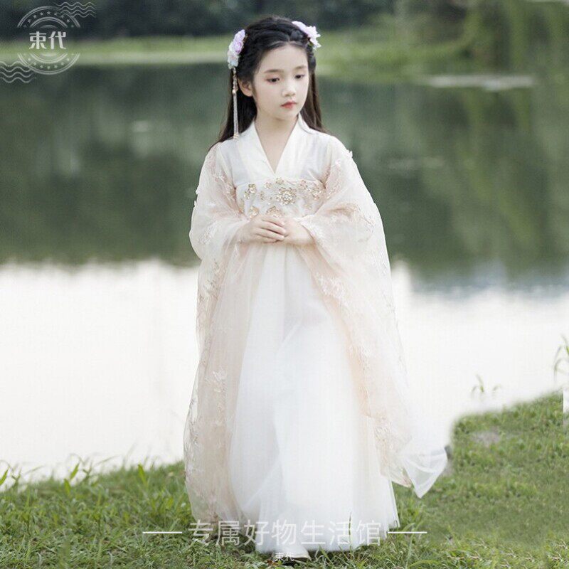 嫦娥仙子汉服奔月演出服女宝儿童中秋节古筝表演中国古风唐装襦裙