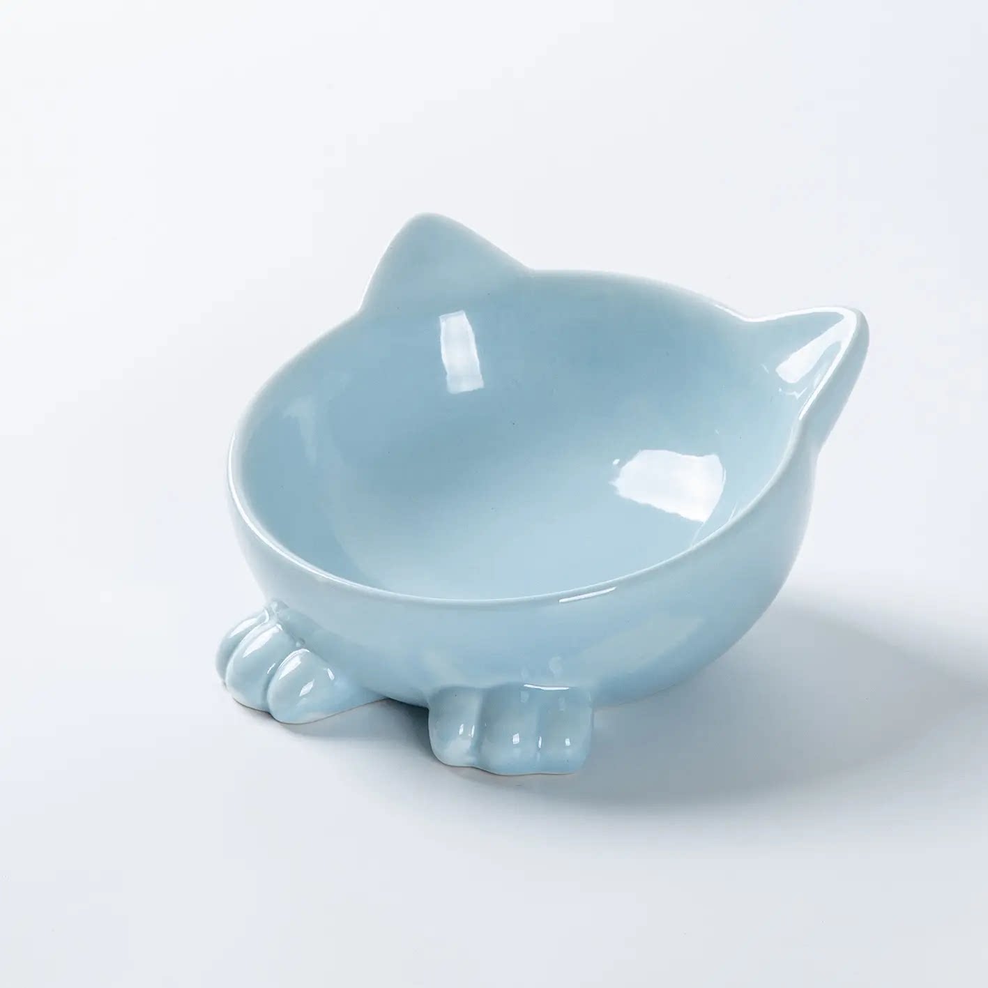 可爱猫碗陶瓷小猫饭盆防打翻矮脚猫专用保护颈椎斜口食盆饮水盆碗