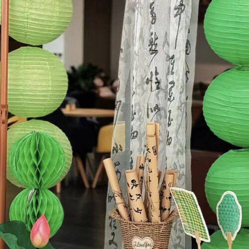 国风青竹纸灯笼荷花套装4S店售楼处端午新中式落地美陈装饰道具