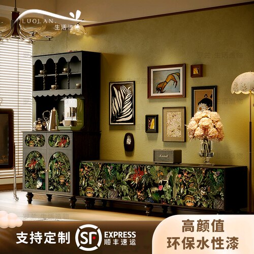 法式复古实木电视柜小户型收纳