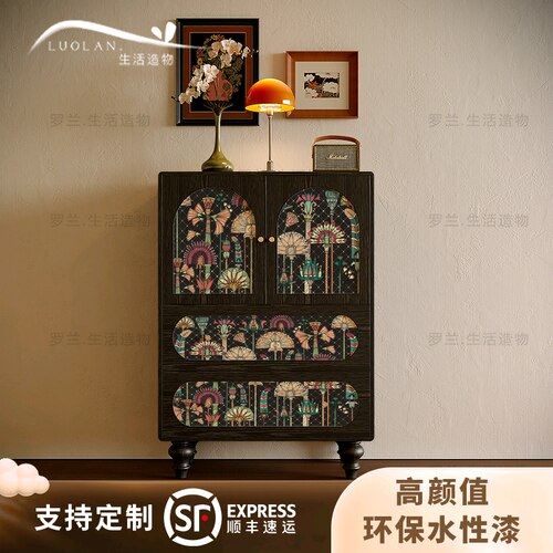 法式复古实木圆弧收纳餐边柜