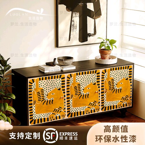 现代轻奢设计师款实木餐边柜