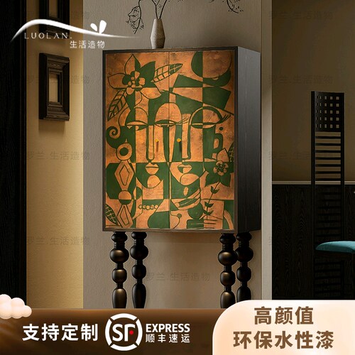 法式复古高脚柜客厅沙发储物柜子