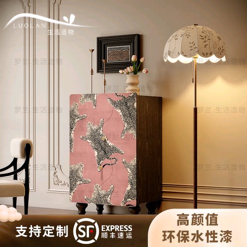 法式粉色实木艺术设计餐边柜
