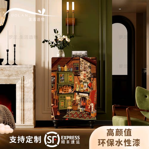法式抽象设计师实木波浪收纳柜