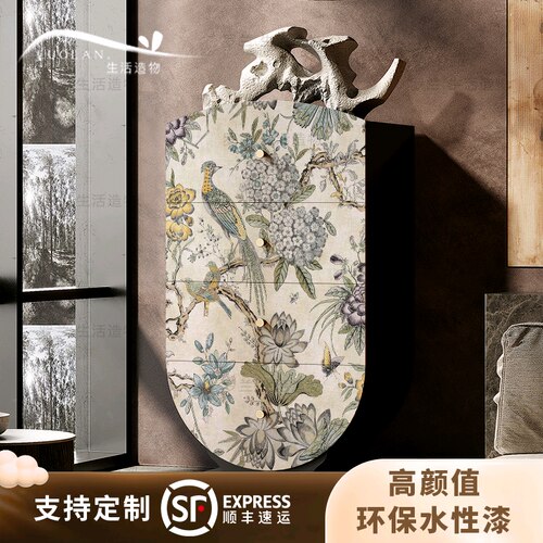 法式奶油风花鸟实木四斗柜储物