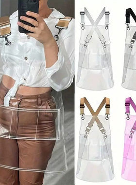 透明TPU 防水厨房围裙理发店专用美发师新款发型师烫染防油工作服