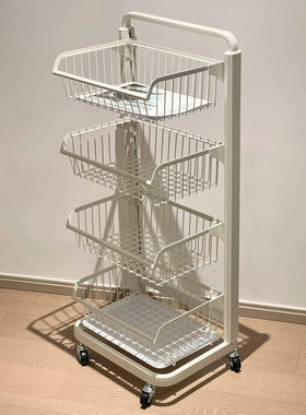 白色系厨房置物架小推车家用多层蔬菜架水果架家居好物落地储物架