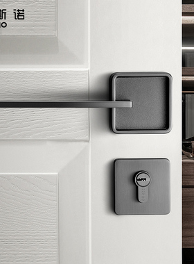 北欧门锁室内卧室静音分体锁黑钢拉丝门锁美式房门锁简约锁具套装