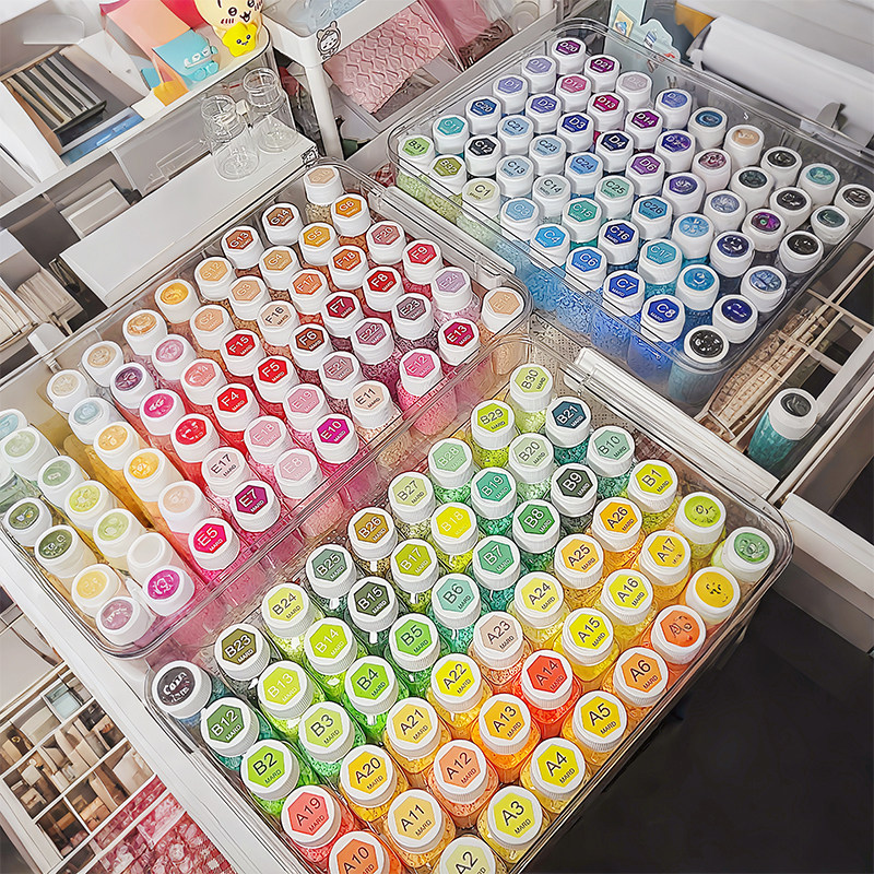 拼豆收纳盒分装专用分隔盒大容量外盒袋装补充包收纳瓶透明小方盒