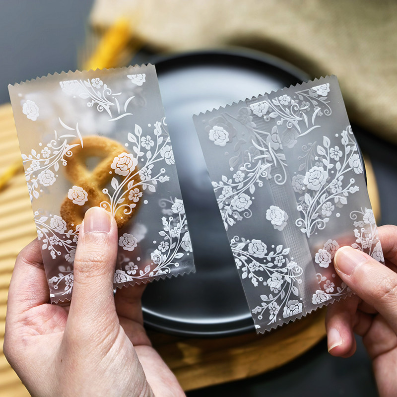花纹图案雪花酥机封袋饼干包装花茶糖果牛轧糖烘焙封口包装袋7*10