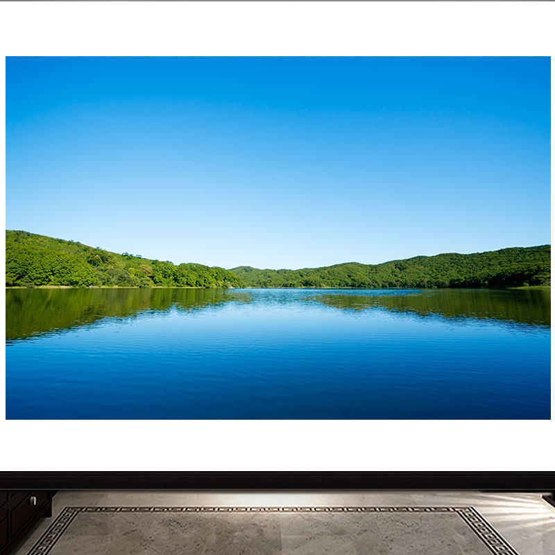 桂林山水风景画湖泊湖水蓝天白云自然景观墙贴画田园风旅游美景画