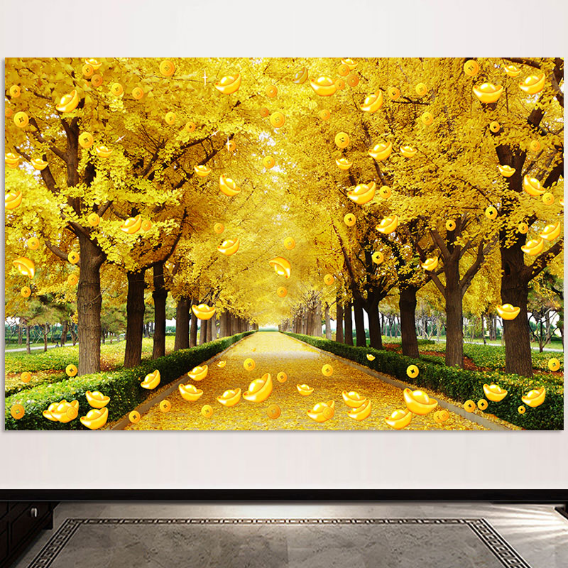 黄金满地森林是风水画欧零招财