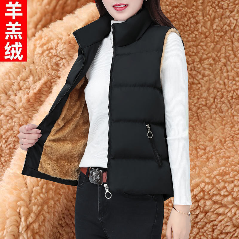 马甲女士秋冬短款2025年新款羽绒棉服春季加绒背心羊羔绒马夹外套