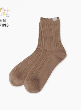 联名日本HAPiNS猫咪春秋中筒袜白色配勃肯鞋月子袜无骨堆堆袜女款