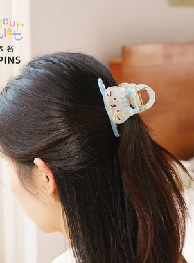 联名日本HAPiNS三花猫鲨鱼夹发量少半扎发发夹后脑勺头发夹子头饰