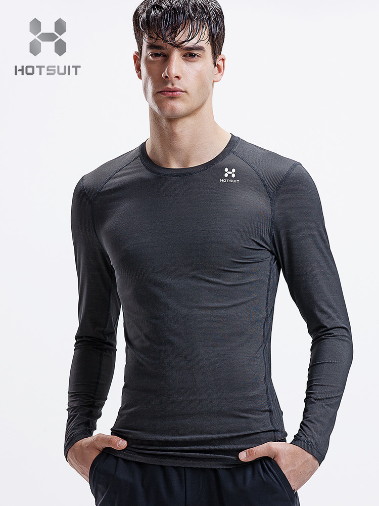 hotsuit sports T-shirt 2021 spring new men's silver ion running fitness quick-drying slim long-sleeved top