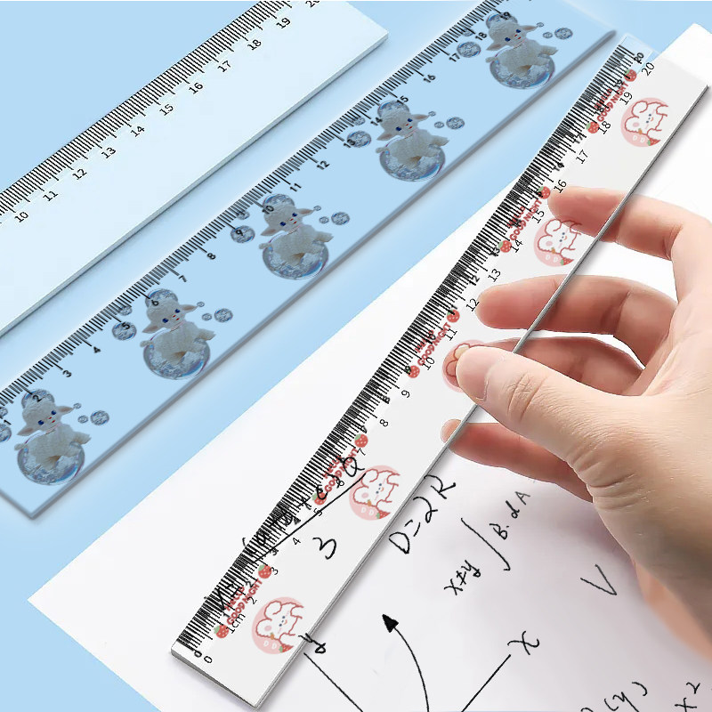小学生专用尺子小羊小兔直尺20cm厘米标尺亚克力文具用品绘图刻度