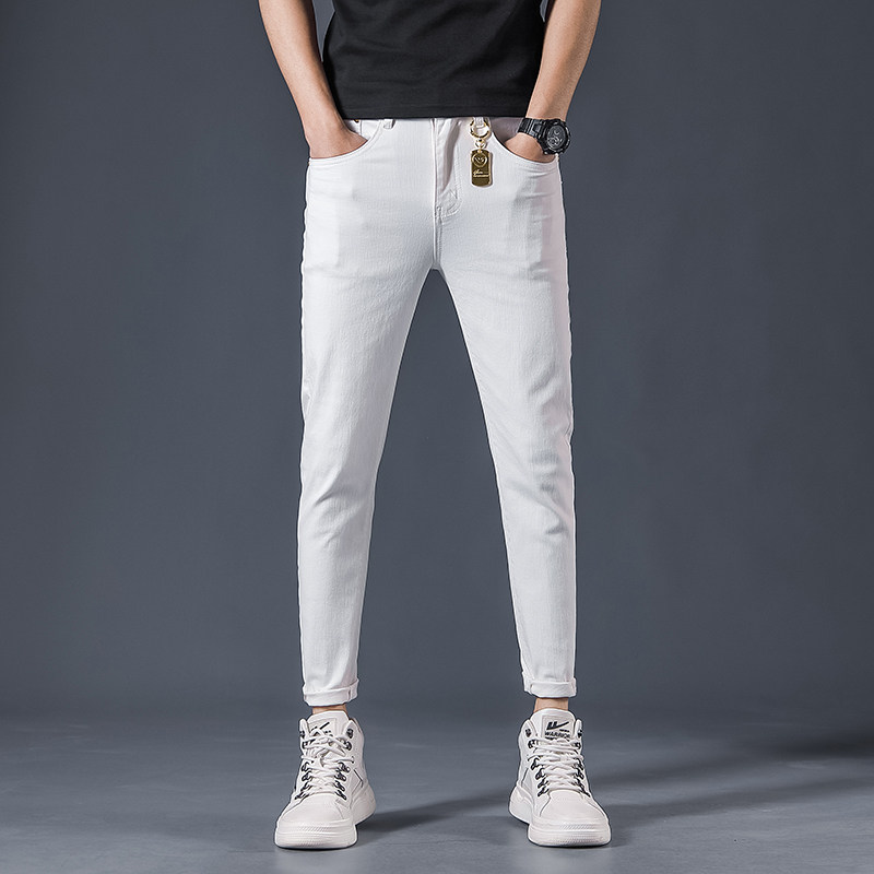 2021新款水洗纯色弹力牛仔裤男微跨小脚裤QT5031-89570-P85图片