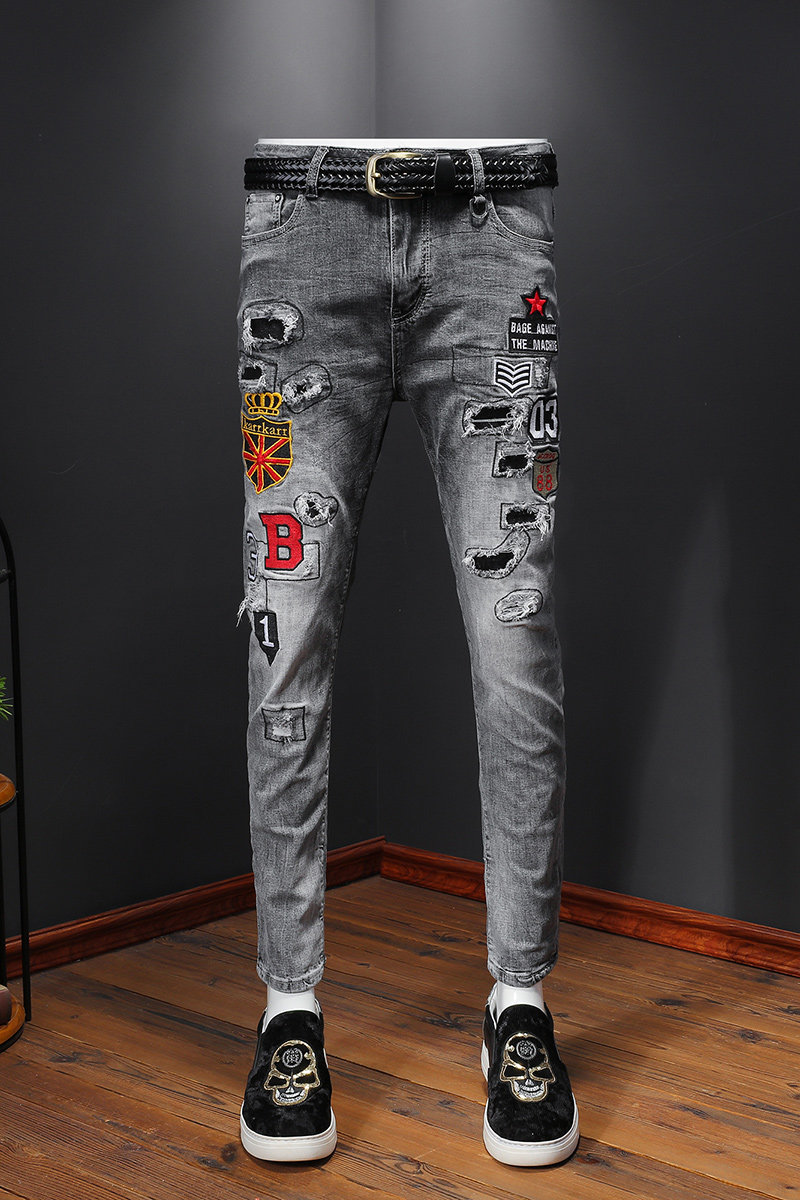 2021四季款潮牌水洗弹力牛仔裤男微跨小脚裤QT5031-89183-P110,男装牛仔裤,电商D218