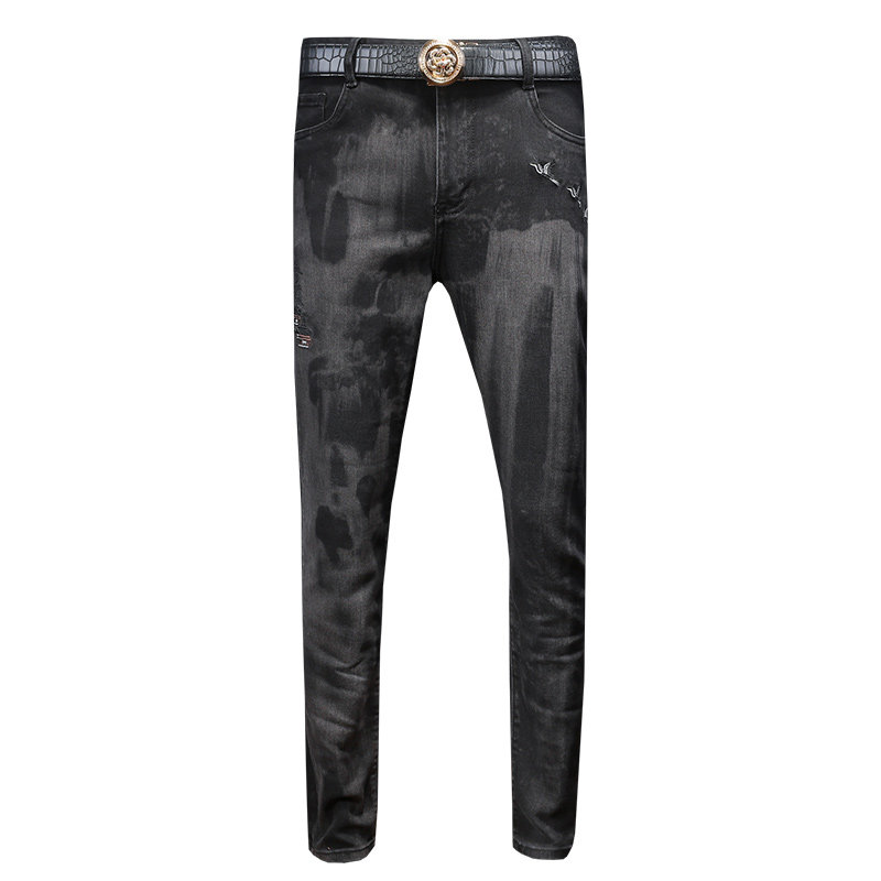 秋冬水洗潮牌印花设计修身小脚时尚牛仔裤男D218-9887-P115,男装牛仔裤,电商D218