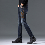 秋冬潮款水洗印花设计修身小脚时尚百搭牛仔裤男D218-9881-P115，男装牛仔裤，电商D218