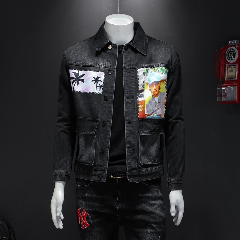 2021春款个性贴布男士牛仔夹克外套宽松牛仔衣QT5031-C13-P135，男装夹克，电商D218