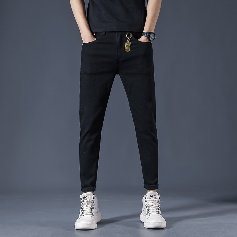 2021新款纯色潮牌弹力牛仔裤男微跨小脚裤QT5031-89570-P85，男装牛仔裤，电商D218