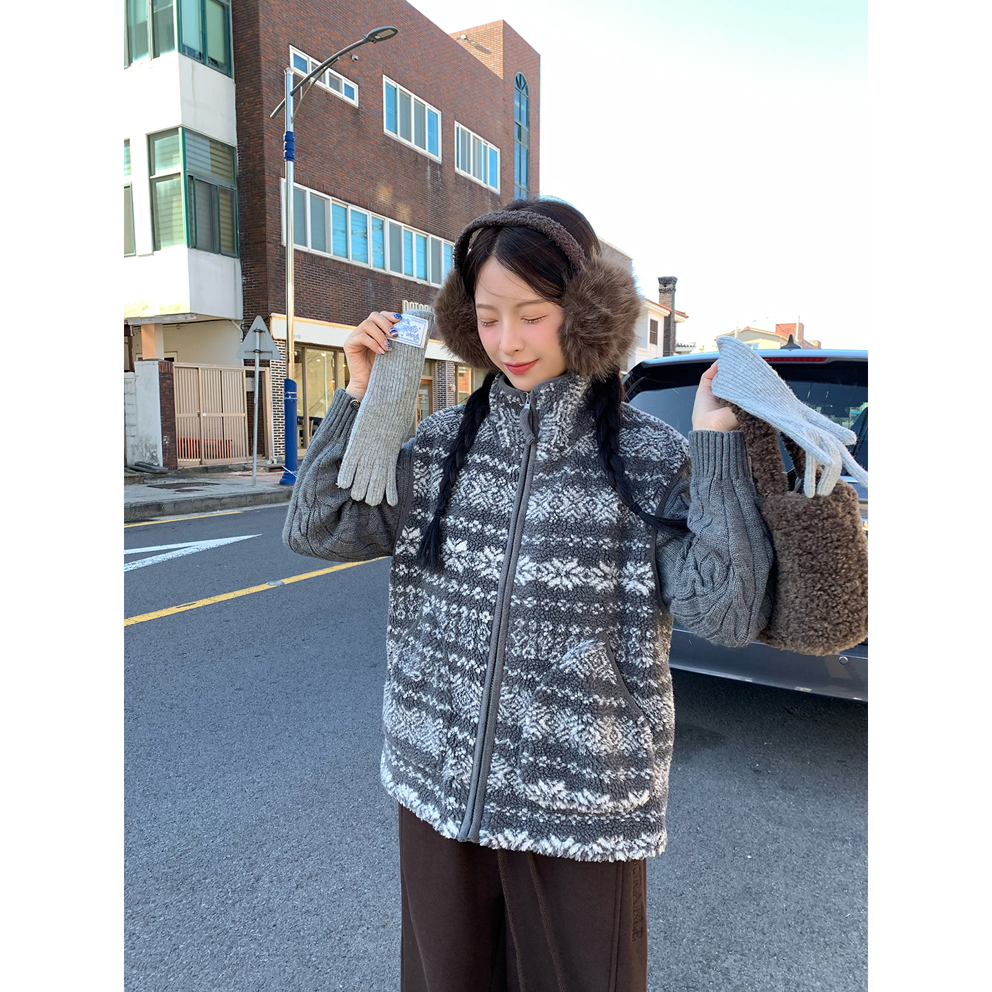 WHYSTUDIO 费尔岛摇粒绒羊羔毛马甲外套