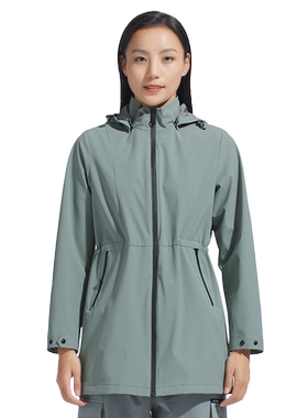 探拓户外风衣中长款弹力运动风衣春秋季女款薄款时尚外套休闲衣