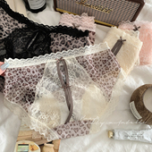 蕾丝花边内裤 女生性感透气法式 纯欲低腰三角裤 豹纹沦陷 2025新款