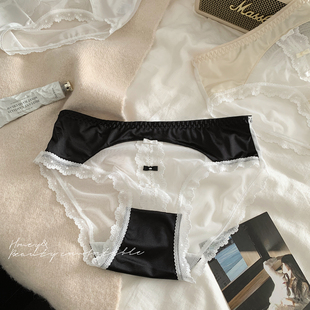 新款 甜曲山茶 少女三角裤 性感低腰网纱薄款 纯欲风 蕾丝女生内裤