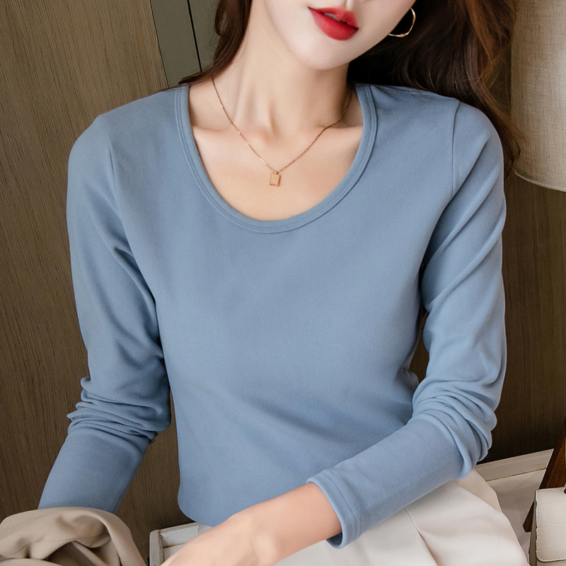 低领打底衫意巧长袖韩版厚款U领