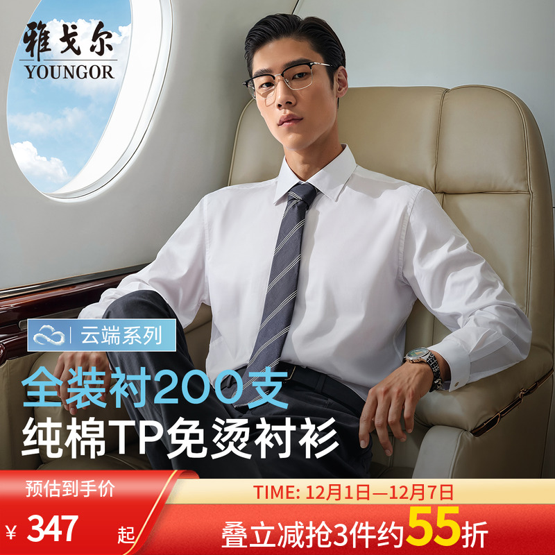 雅戈尔尖领长袖商务绅士衬衫