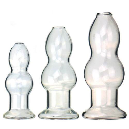A self-pleasuring toy made of glass for use inside the anus.