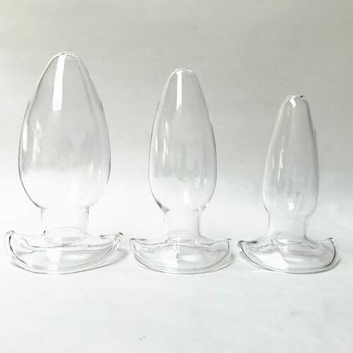 A self-pleasuring toy made of glass for use inside the anus.