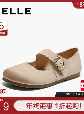 百丽女鞋子平底勃肯鞋女春季新真皮低跟玛丽珍浅口单鞋D4Z1DAQ5