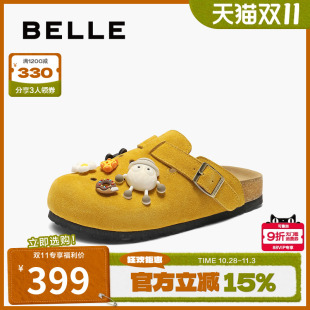 洞洞鞋 百丽厚底勃肯鞋 可外穿半包头拖鞋 新款 子B2619BH5 2025夏季