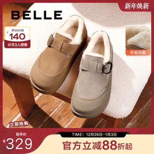 加绒保暖毛毛棉鞋 百丽女鞋 冬季 新款 雪地靴B2258DM4 子厚底勃肯鞋