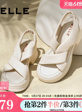 百丽厚底休闲凉鞋新款夏季罗马凉鞋女沙滩鞋运动凉鞋A9S1DBL4