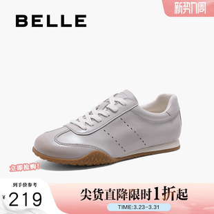 通勤运动休闲板鞋 百丽女鞋 新款 女春季 3QS24AM5 子复古德训阿甘鞋