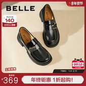 子乐福鞋 黑色小皮鞋 春季 百丽女鞋 新款 英伦深口单鞋 乐福鞋 B7X1DAA5