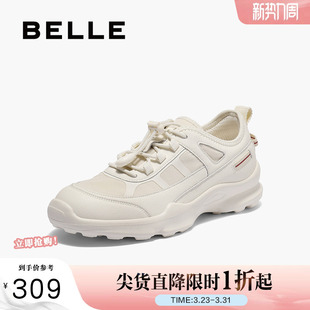 运动跑步休闲小白鞋 百丽女鞋 新款 女秋季 E2J1DCM5 子轻便舒适老爹鞋