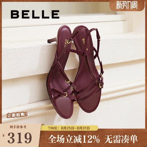 婚鞋百丽高跟女鞋凉鞋法式新款