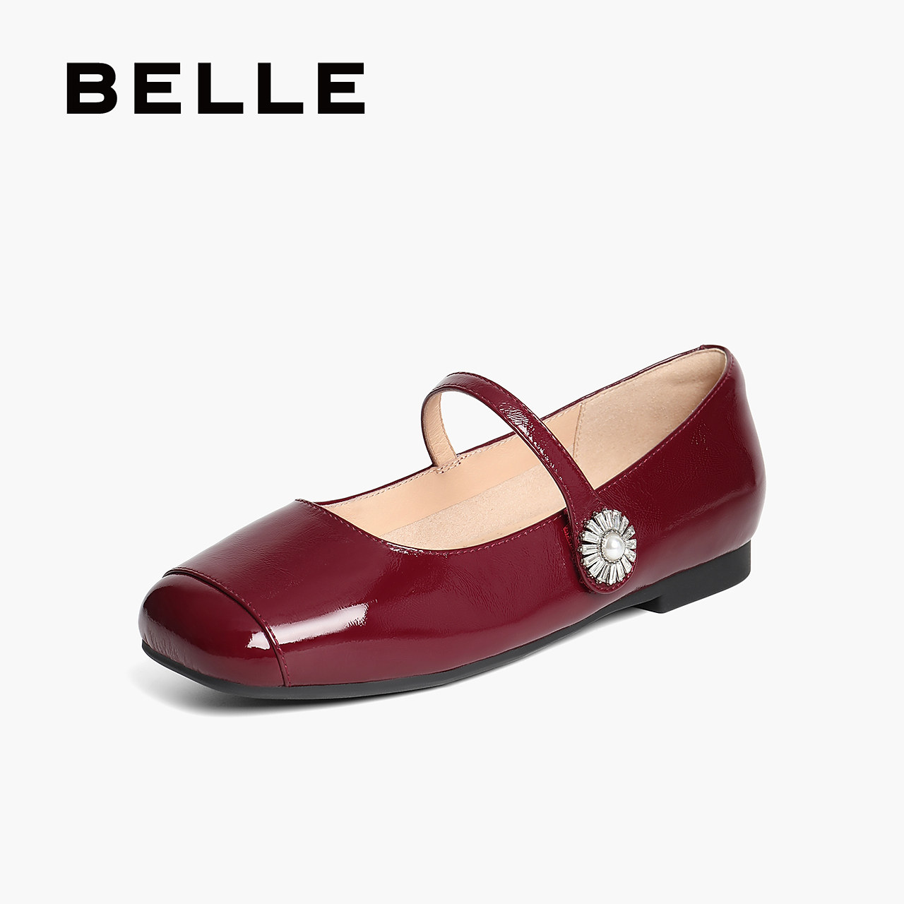 百丽女鞋子玛丽珍鞋女春季新款法式真皮平底婚鞋浅口单鞋D7P1DAQ5,女鞋,玛丽珍鞋,淘宝优惠券,粉丝福利购,淘宝优惠卷