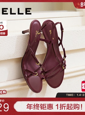 白百何同款百丽华尔兹凉拖鞋夏季新款法式婚鞋细高跟鞋3WS33BL5