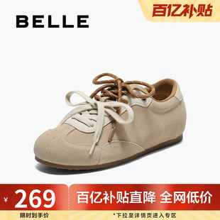 内增高运动休闲鞋 女新款 子E4A1DCM5 带薄底复古阿甘德训鞋 百丽双鞋